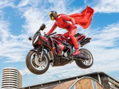 თამაში ნამდვილი მოტოციკლეტის სუპერ გმირი stunt 3D ონლაინ
