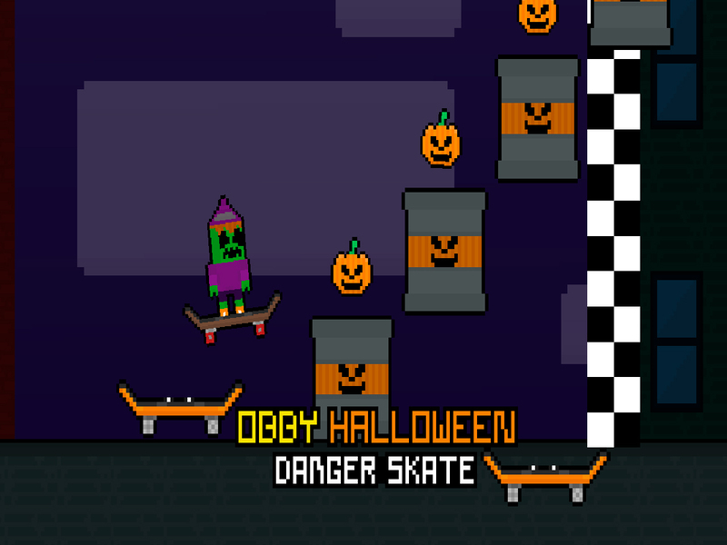 თამაში Obby Halloween Danger Skate ონლაინ